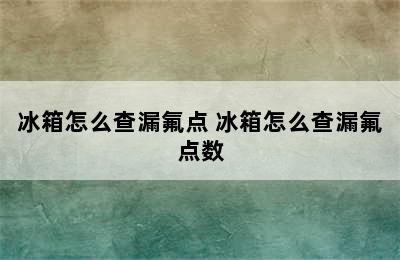 冰箱怎么查漏氟点 冰箱怎么查漏氟点数